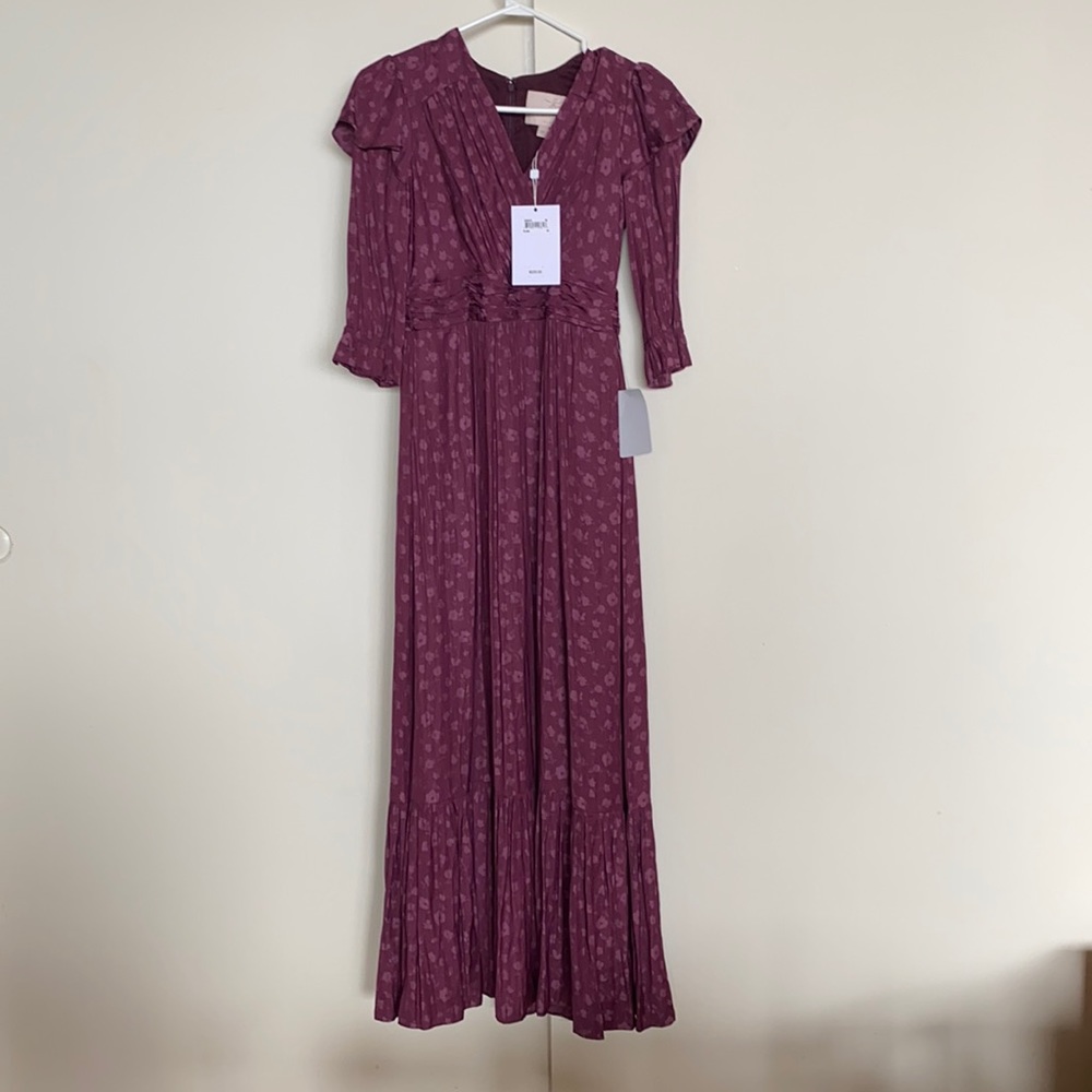 Gal Meets Glam Plum Floral Jacquard Maxi Dress
